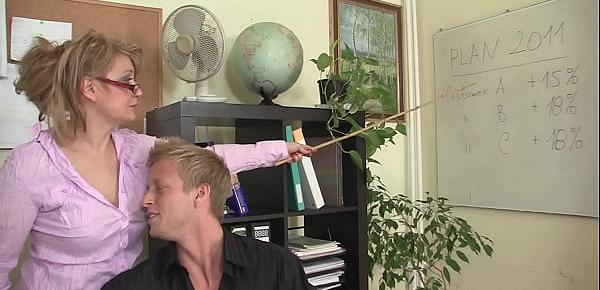  Cock-hungry big tits office mature woman